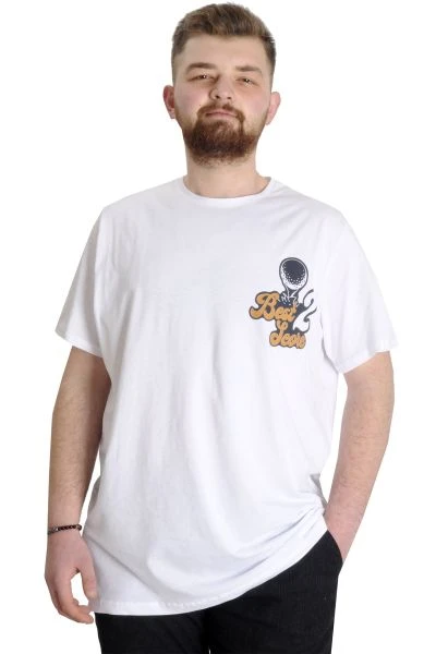 Büyük Beden Erkek T-shirt BEST SCORE 23134 Beyaz