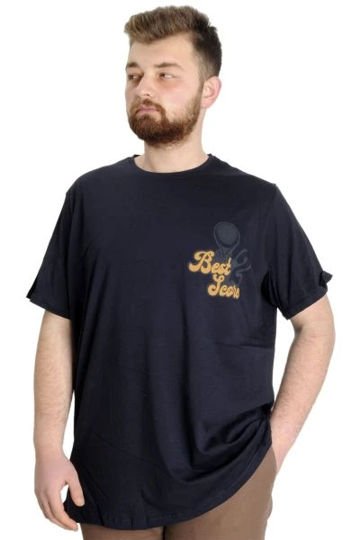 Büyük Beden Erkek T-shirt BEST SCORE 23134 Lacivert