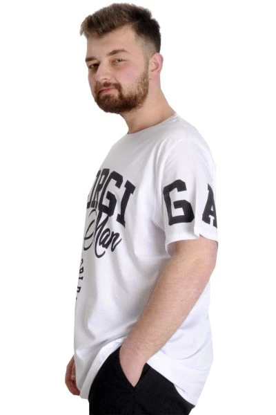 Büyük Beden Erkek T-shirt GEORGIA 23136 Beyaz