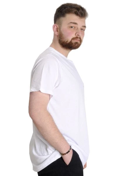 Büyük Beden Erkek T-shirt FOREVER 23138 Beyaz