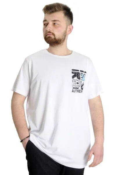 Büyük Beden Erkek T-shirt AUTHENTIC 23140 Beyaz