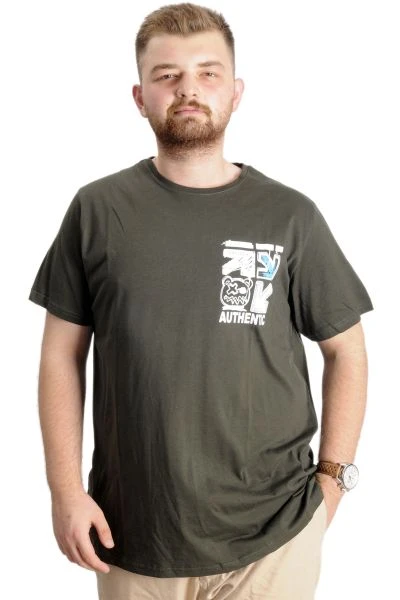 Büyük Beden Erkek T-Shirt Bis Yaka Authentic 23140 Haki
