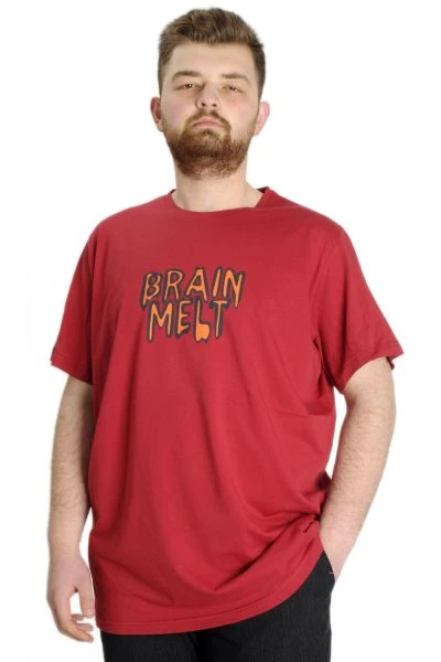 Büyük Beden Erkek T-shirt BRAIN MELT 23141 Bordo
