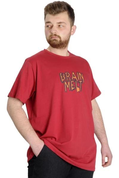 Büyük Beden Erkek T-shirt BRAIN MELT 23141 Bordo