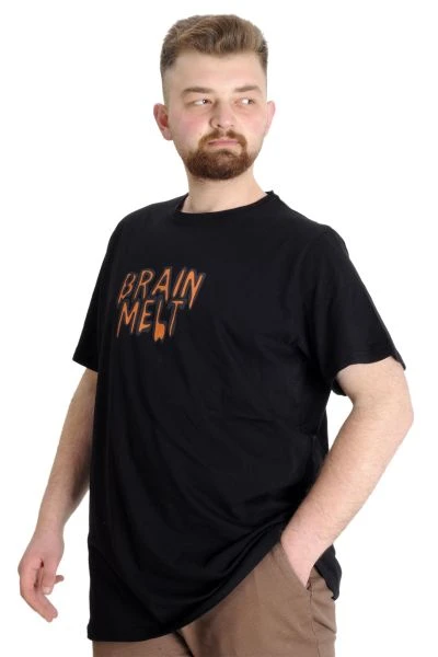 Büyük Beden Erkek T-shirt BRAIN MELT 23141 Siyah