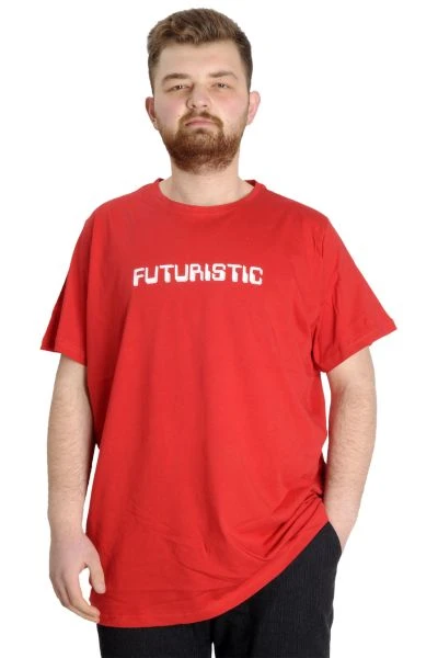 Büyük Beden Erkek T-shirt FUTURISTIC 23142 Kırmızı
