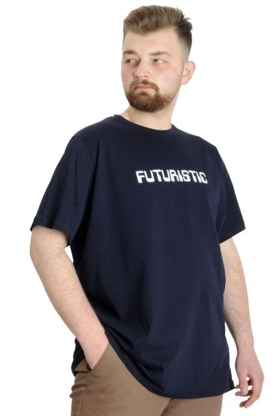Büyük Beden Erkek T-shirt FUTURISTIC 23142 Lacivert
