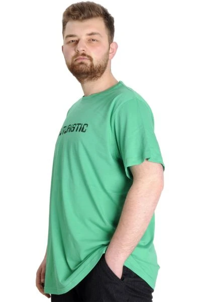 Büyük Beden Erkek T-shirt FUTURISTIC 23142 Yeşil