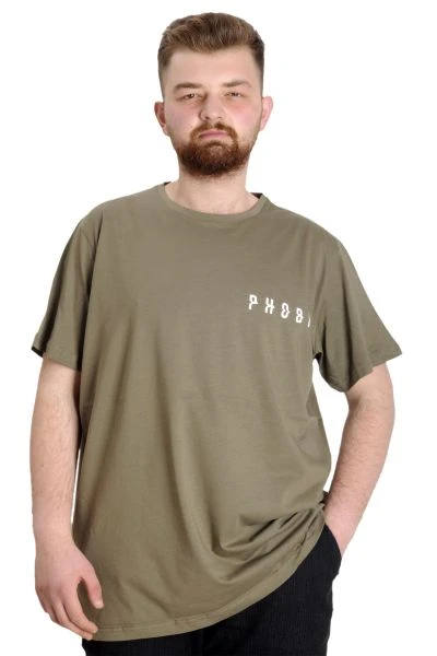 Büyük Beden Erkek T-shirt PHOBIA 23143 Haki