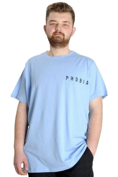 Büyük Beden Erkek T-shirt PHOBIA 23143 Mavi