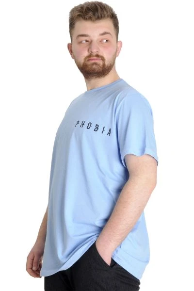Büyük Beden Erkek T-shirt PHOBIA 23143 Mavi