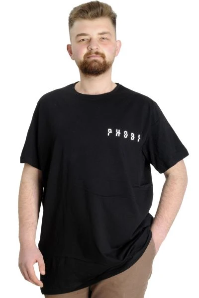 Büyük Beden Erkek T-shirt PHOBIA 23143 Siyah