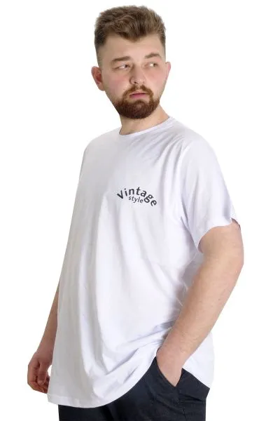 Big Size Mens T-Shirt VINTAGE 23144 White