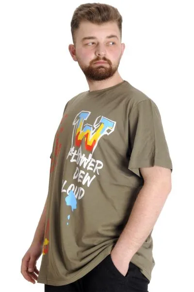 Big Size Mens T-Shirt DEW CLOUD 23145 Khaki