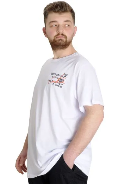 Büyük Beden Erkek T-shirt CULTURE 23146 Beyaz