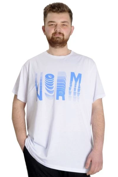 Büyük Beden Erkek T-shirt  NORM 23147 Beyaz