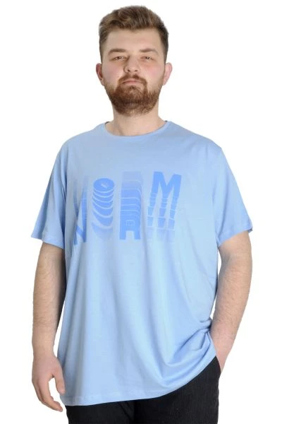 Büyük Beden Erkek T-shirt NORM 23147 Mavi