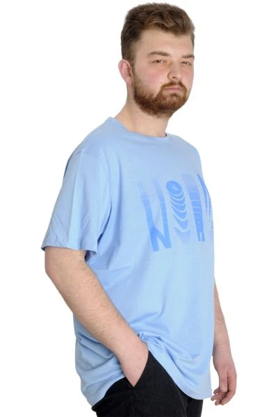 Büyük Beden Erkek T-shirt NORM 23147 Mavi