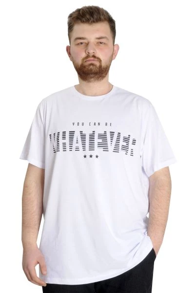 Büyük Beden Erkek T-shirt  WHATEVER 23148 Beyaz