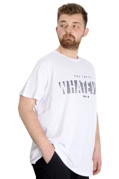 Büyük Beden Erkek T-shirt  WHATEVER 23148 Beyaz
