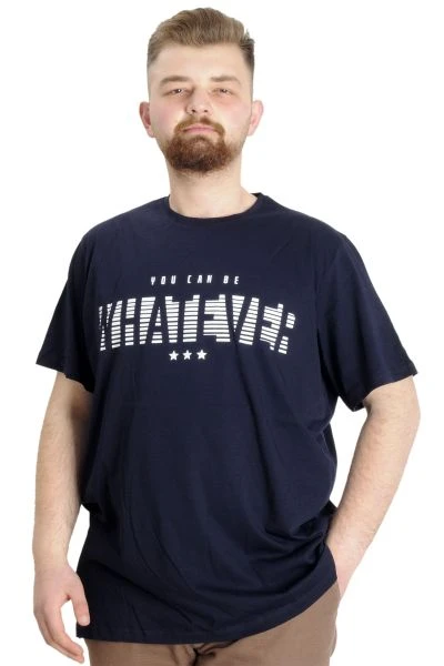 Büyük Beden Erkek T-shirt  WHATEVER 23148 Lacivert