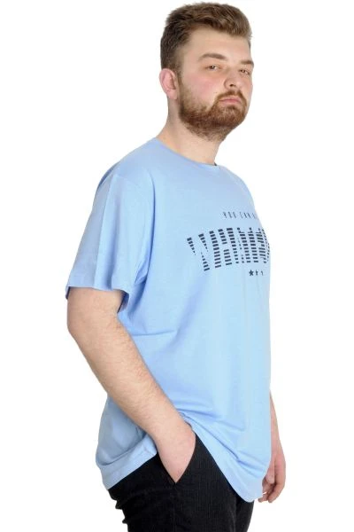 Büyük Beden Erkek T-shirt WHATEVER 23148 Mavi