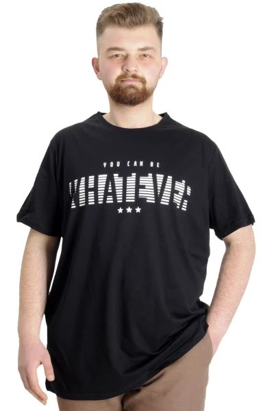 Büyük Beden Erkek T-shirt  WHATEVER 23148 Siyah