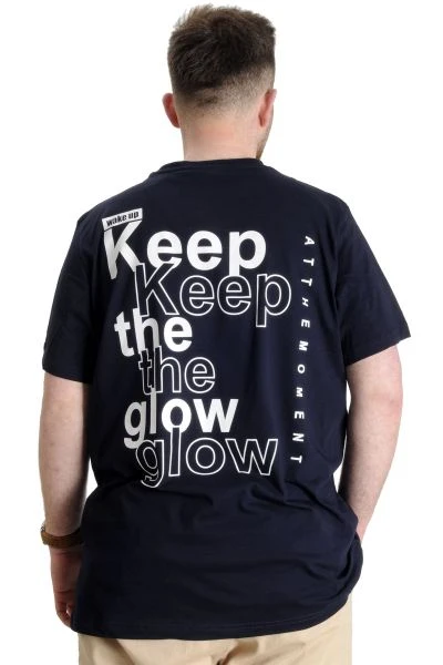 Büyük Beden Erkek T-shirt KEEP THE GLOW 23149 Lacivert