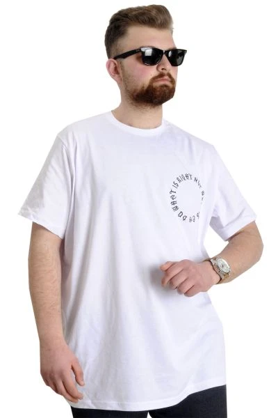 Büyük Beden Erkek T-shirt WHAT IS 23151 Beyaz