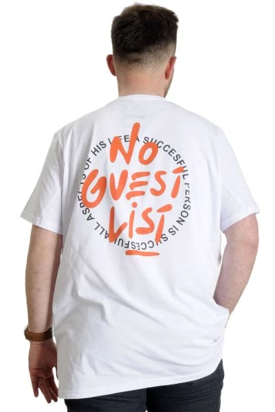 Büyük Beden Erkek T-shirt NO GUEST LIST 23152 Beyaz