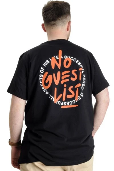 Büyük Beden Erkek T-shirt NO GUEST LIST 23152 Siyah
