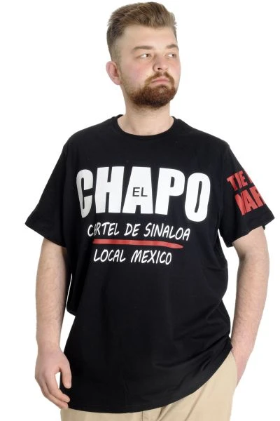 Büyük Beden Erkek T-shirt EL CHAPO 23154 Siyah