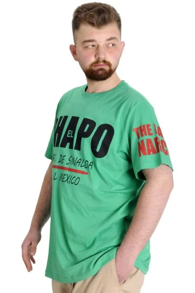Büyük Beden Erkek T-shirt EL CHAPO 23154 Yeşil