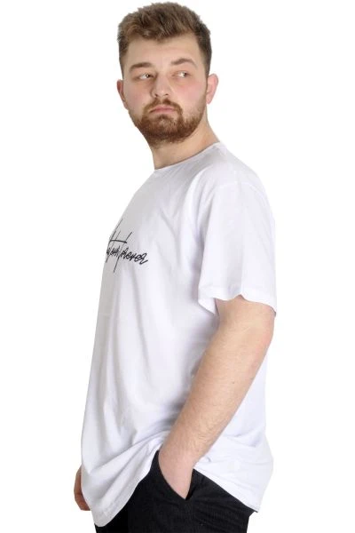 Büyük Beden Erkek T-shirt WF 23157 Beyaz