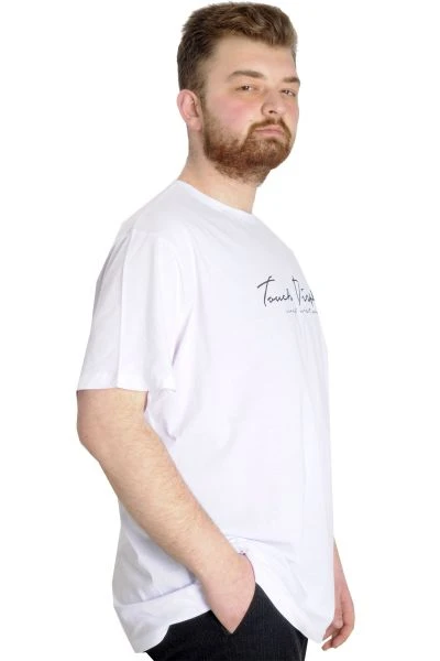 Büyük Beden Erkek T-shirt TOUCH 23158 Beyaz