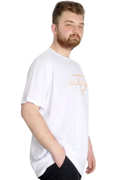 Büyük Beden Erkek T-shirt ACTUALLY 23159 Beyaz