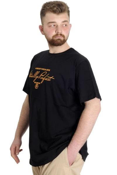 Büyük Beden Erkek T-shirt ACTUALLY 23159 Siyah