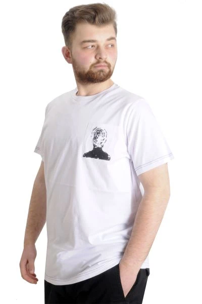 Büyük Beden Erkek T-shirt FINGERMARK 23201 Beyaz