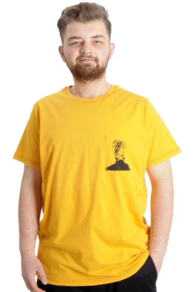Büyük Beden Erkek T-shirt FINGERMARK 23201 Hardal