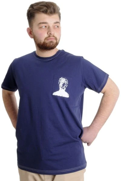 Büyük Beden Erkek T-shirt FINGERMARK 23201 İndigo