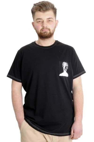 Büyük Beden Erkek T-shirt FINGERMARK 23201 Siyah