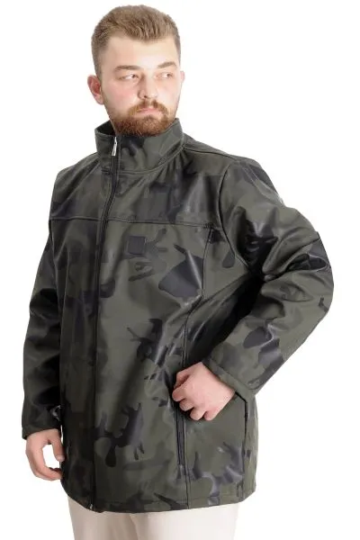 Büyük Beden Erkek Mont Waterproof Softshell 23232 Haki