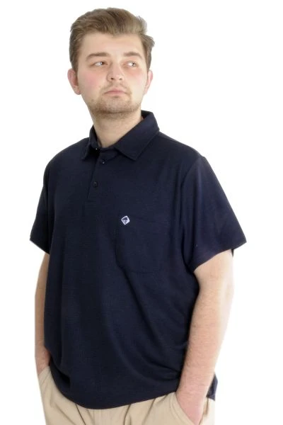 Büyük Beden Erkek T-shirt Polo Cepli Golf WAFFLE 23320 Lacivert