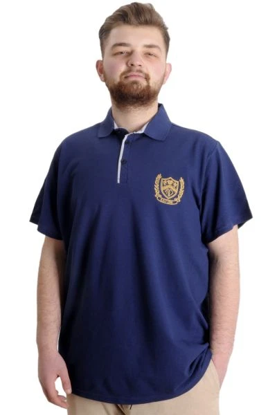 Büyük Beden Erkek T-shirt Polo E.S.T 1991 23322 İndigo