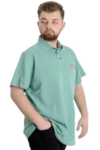 Büyük Beden Erkek T-shirt Polo MODE TEAM 23324 Yeşil