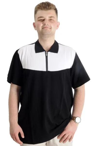 Big Size Mens T-Shirt Polo FRAGMENTED 23325 Black