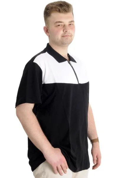 Big Size Mens T-Shirt Polo FRAGMENTED 23325 Black