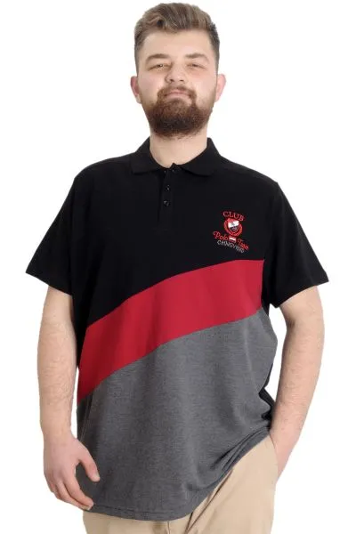 Büyük Beden Erkek T-shirt Polo CLUB 23326 Siyah