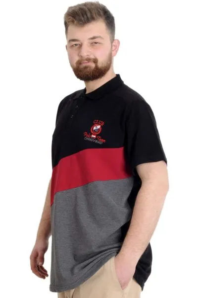 Büyük Beden Erkek T-shirt Polo CLUB 23326 Siyah