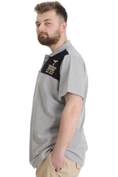 Big Size Mens T-Shirt Polo MILITARE 23327 Grey Melange